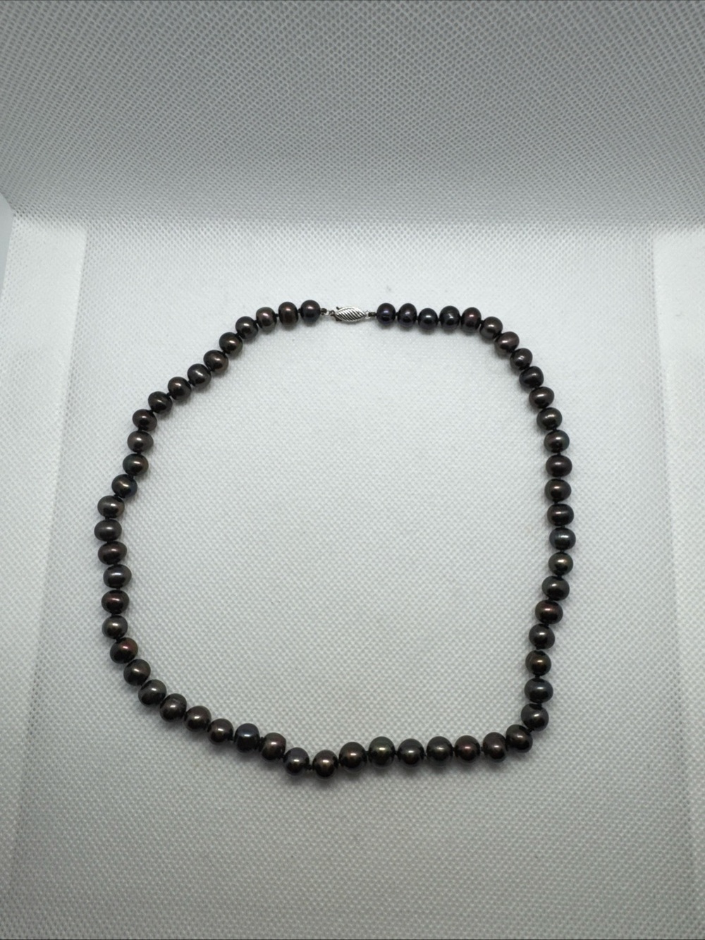 14K White Gold Chocolate Black Brown Tahitian BAROQUE Pearl Necklace Size 16”